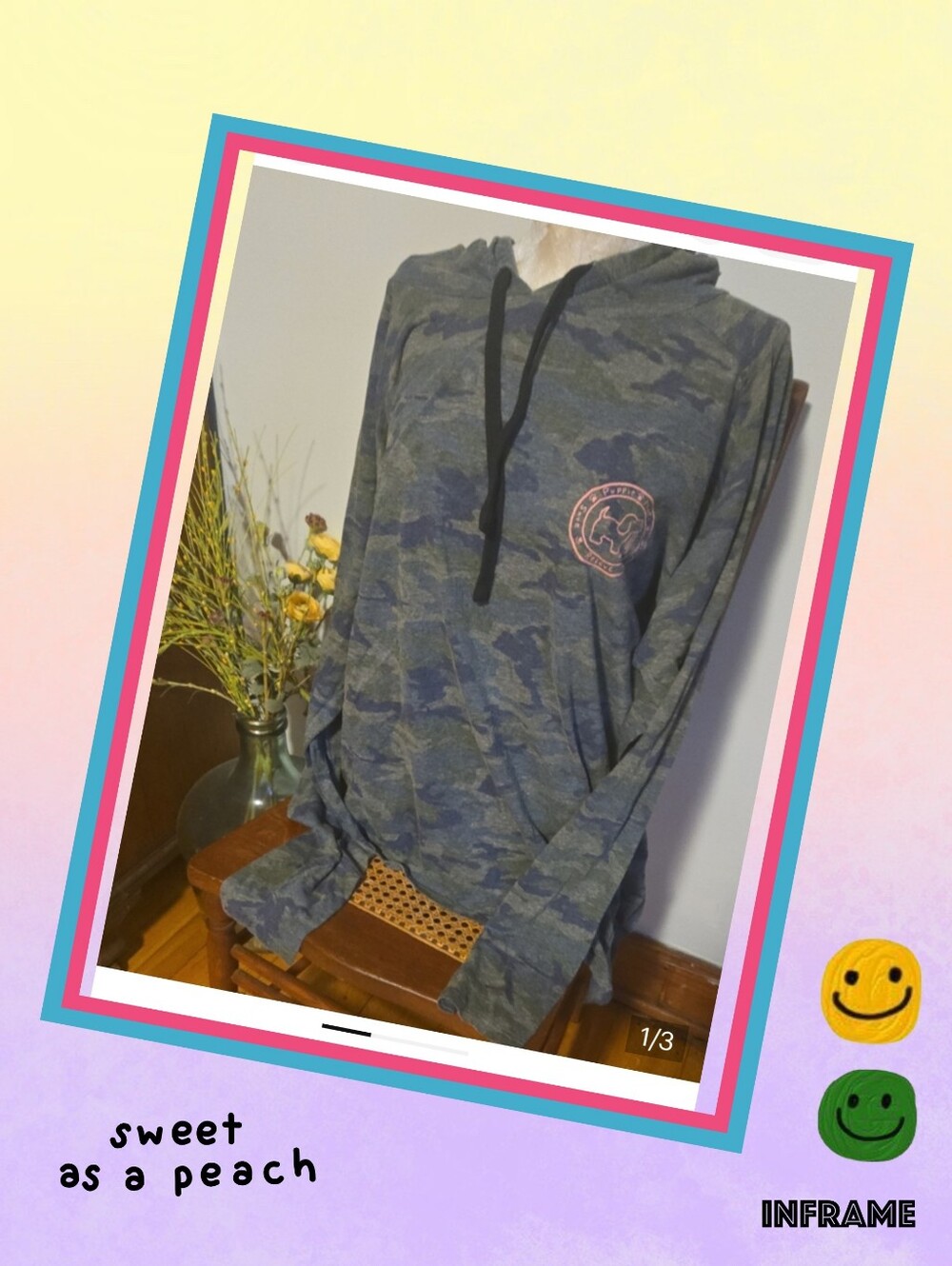 Camo Pullover Hooded Long Sleeve with Pink Logo Size Xxl